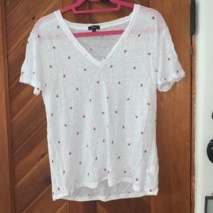 v-neck white shirt with strawberries 🍓